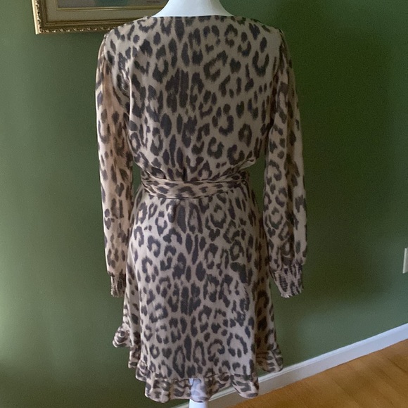 Bar III Animal Print Ruffled Wrap Dress sz S - Picture 6 of 13